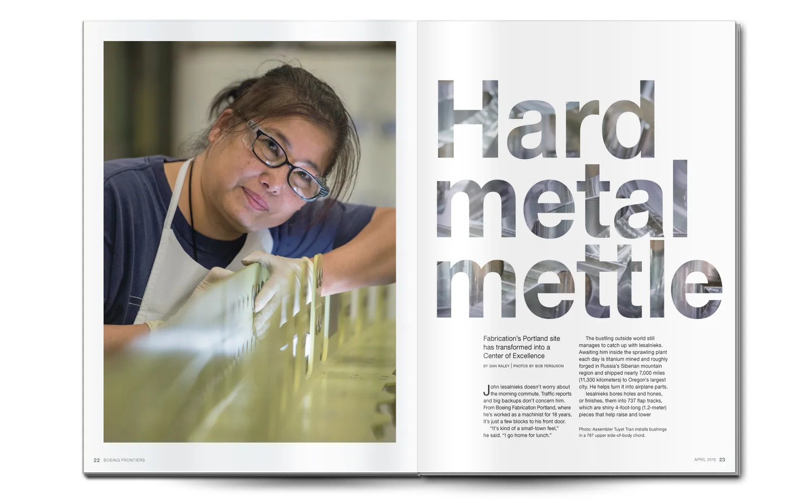 A Frontiers spread, Hard metal mettle: a portrait of an employee at her workstation