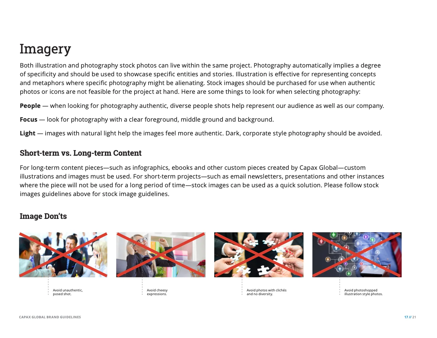 Imagery: when to use photography and illustration, with examples of images to avoid